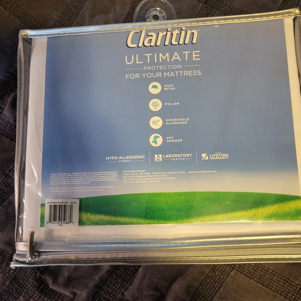 Claritin Twin 6 sided mattress protector NEW